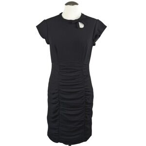 Nannette Lepore Women's Dress 6 Black Bow Cutout‎ Ruched Bodycon Career Cocktail